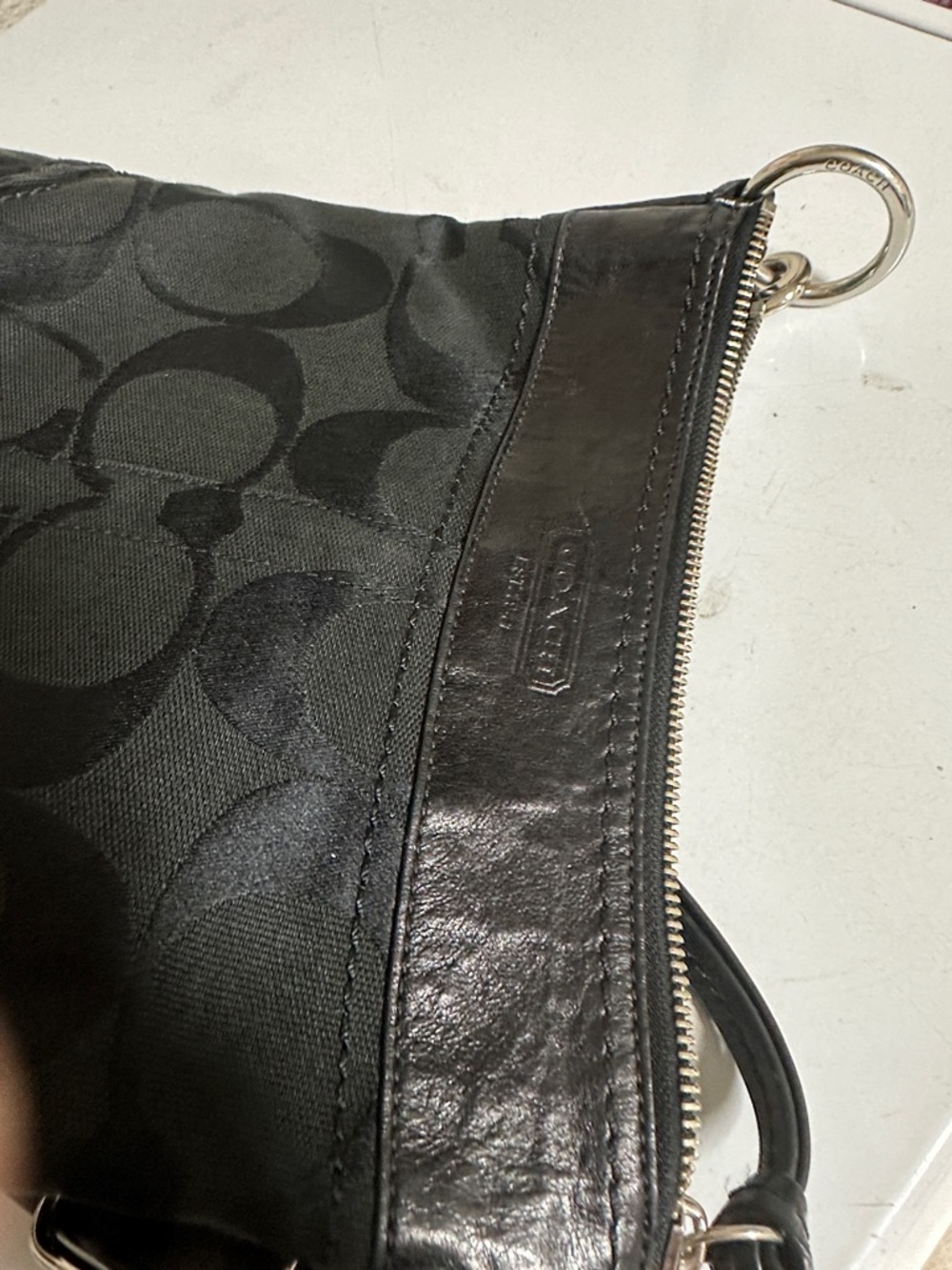 Coach Black Signature Canvas and Leather Shoulder Bag - Picture 6 of 13